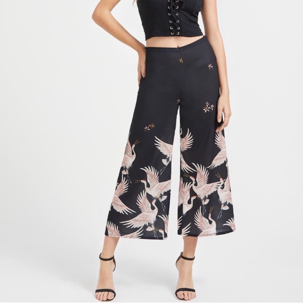 ZARA Woman Cranes Wide Leg Coullates Ankle Pants